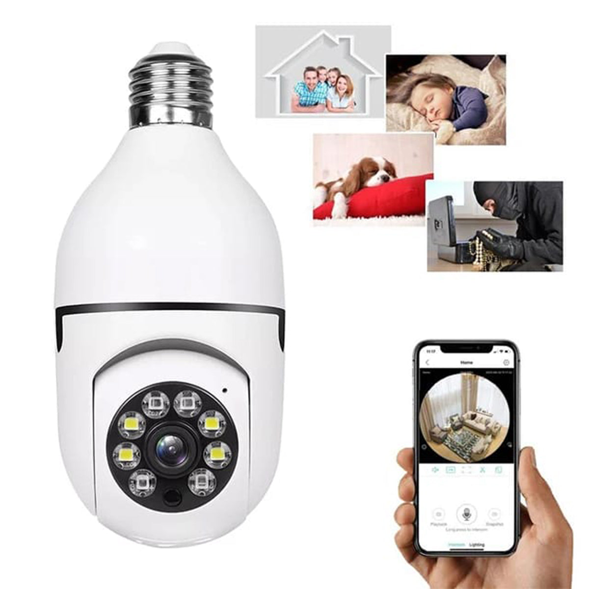 Cctv – 1080p Full Hd Cctv Camera -cctv Camera Wifi – Wifi Smart Camera – Wifi Camera -home Security Camera – Smart Camera  Wifi Camera Bulb Socket –  Camera Cctv – Security Camera