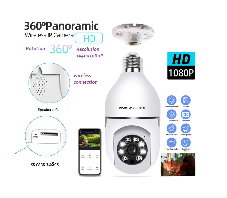 Cctv – 1080p Full Hd Cctv Camera -cctv Camera Wifi – Wifi Smart Camera – Wifi Camera -home Security Camera – Smart Camera  Wifi Camera Bulb Socket –  Camera Cctv – Security Camera