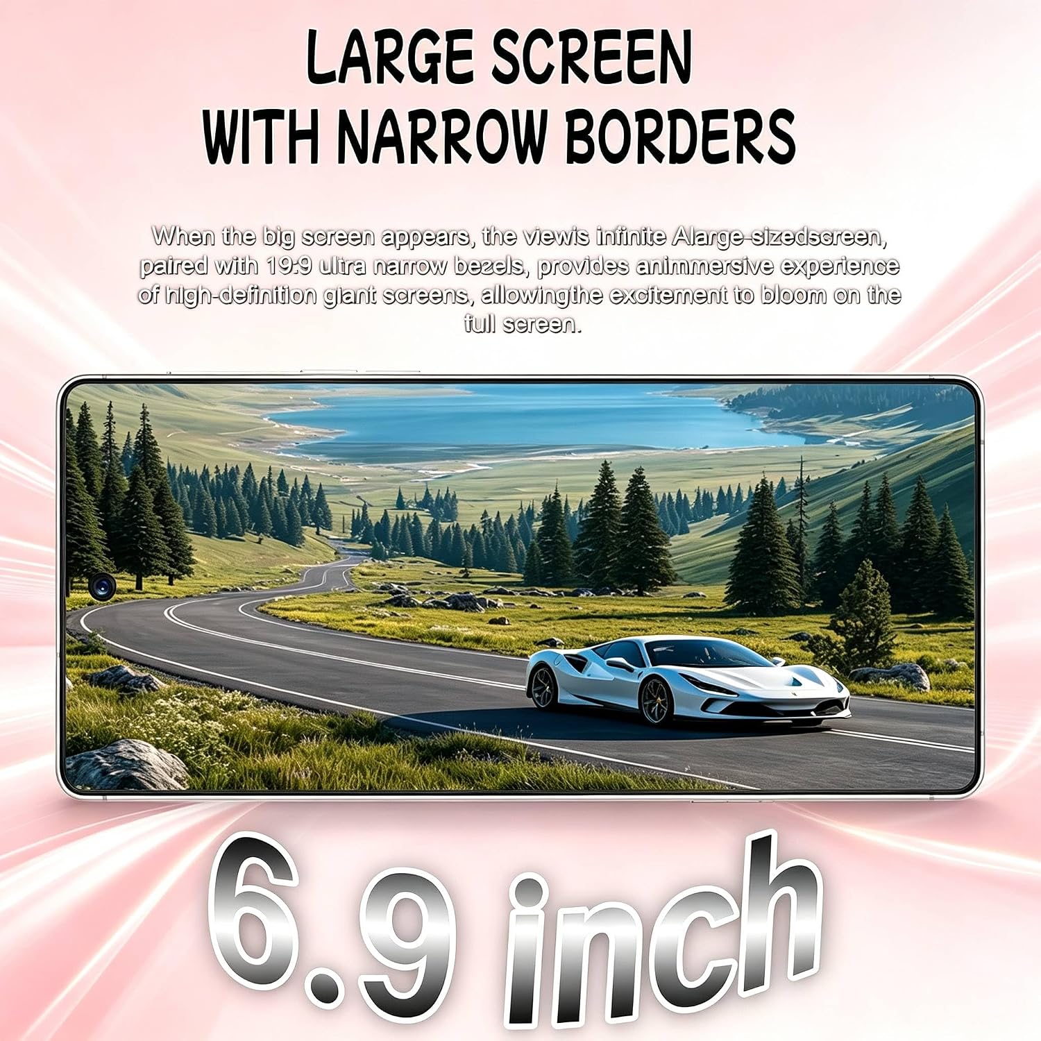 C26 Ultra Android Phone Unlocked 5G, 12GB+512GB Large Storage Unlocked Phone, 6.9-inch Mobile Phone, Android 14, 8000 mAh Battery Cell Phone, Dual SIM, GPS, Built in Pen, Black - Image 3