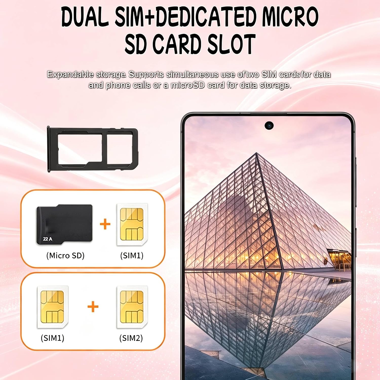 C26 Ultra Android Phone Unlocked 5G, 12GB+512GB Large Storage Unlocked Phone, 6.9-inch Mobile Phone, Android 14, 8000 mAh Battery Cell Phone, Dual SIM, GPS, Built in Pen, Black - Image 6