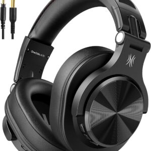 OneOdio A70 Bluetooth Over-Ear Headphones, Hi-Res Wired DJ Studio - Black